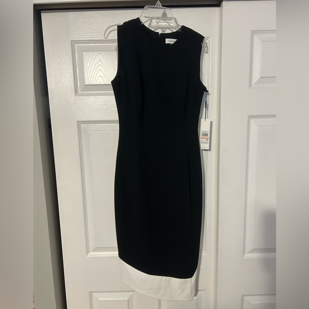 Elegant Black and White Sleeveless Dress